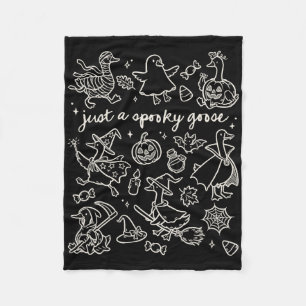 Just A Spooky Goose Cute Silly Halloween Doodles  Fleece Blanket