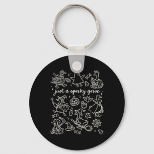Just A Spooky Goose Cute Silly Halloween Doodles Keychain