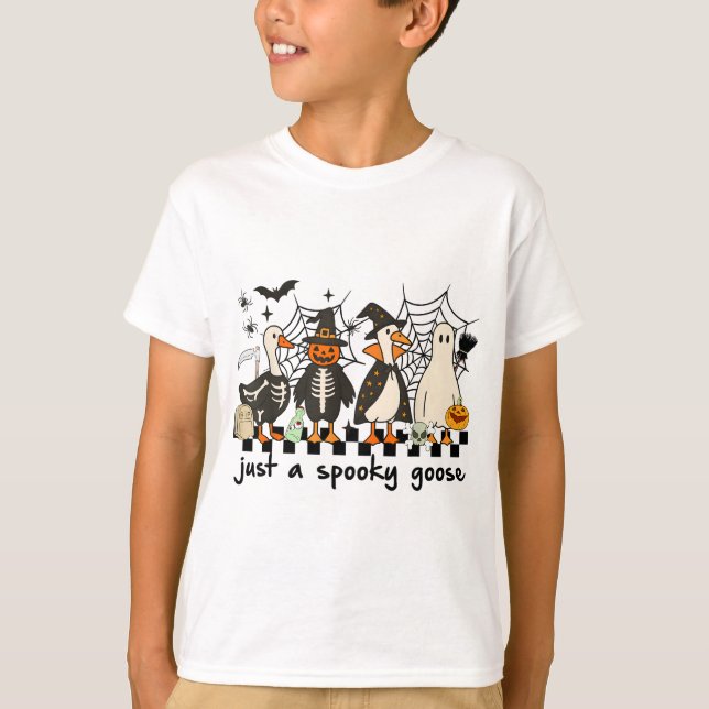 Just A Spooky Goose Halloween Costume Silly Goose T-Shirt (Front)