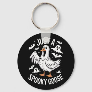 Just A Spooky Goose Halloween Ghost Trick Or Treat Keychain
