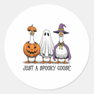 Just A Spooky Goose Halloween Ghost Witch Pumpkin Classic Round Sticker