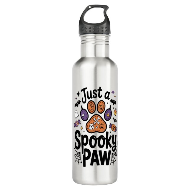 Just A Spooky Paw PNG, Dog Halloween 710 Ml Water Bottle (Front)