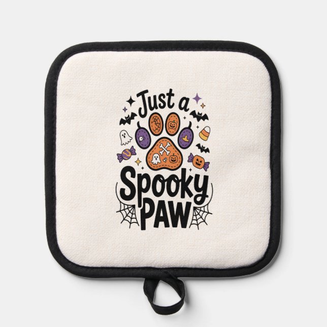 Just A Spooky Paw PNG, Dog Halloween Pot Holder (Front)