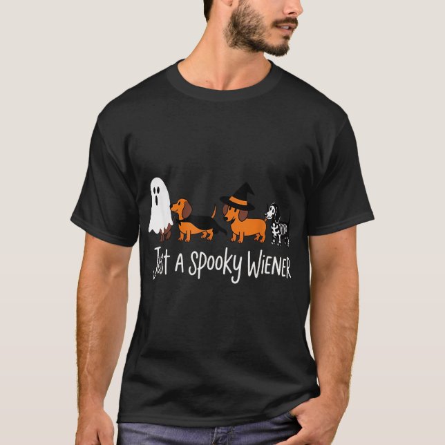 Just A Spooky Wiener Dachshund Ghost Halloween  T-Shirt (Front)