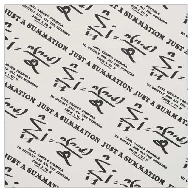 Just A Summation Math Equation Carl Gauss Formula Fabric (Swatch)