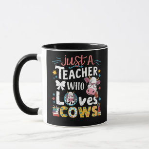 Just a Teacher Who Loves Cows Back to School Mug
