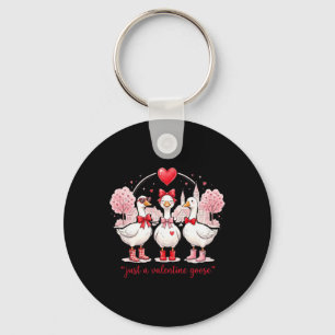 Just A Valentines Goose Coquette Silly Goose Funny Keychain