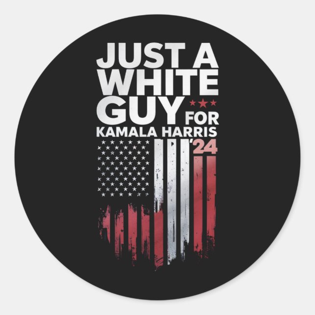 Just A White Guy For Kamala Harris Election 2024 Classic Round Sticker (Front)