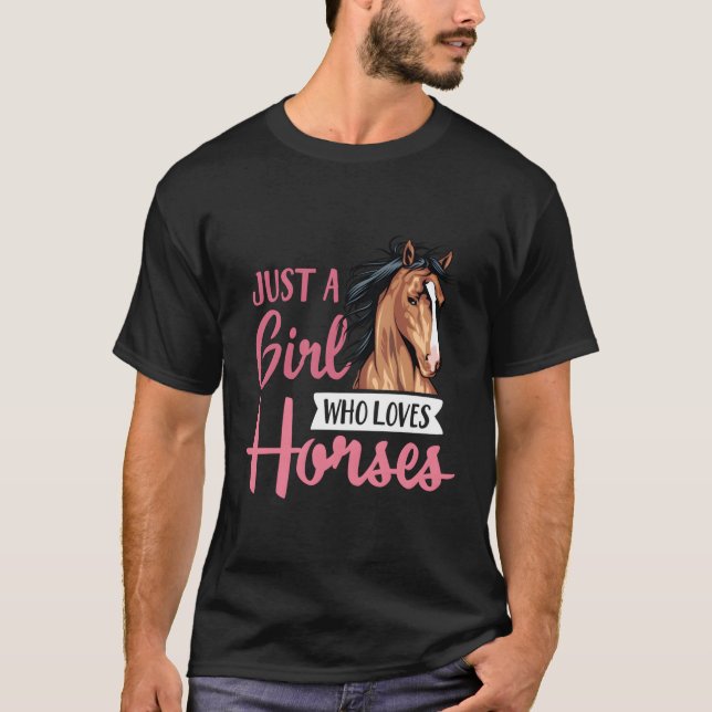 Just A Who Loves Horses Horseback Riding Lesson T-Shirt (Front)