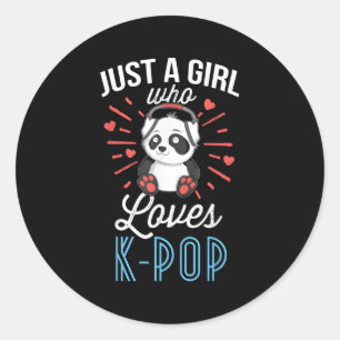 Just A Who Loves K-Pop Panda Kpop Merchandise Classic Round Sticker