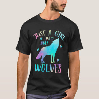 Just A Who Loves Wolves Watercolor Wolf T-Shirt