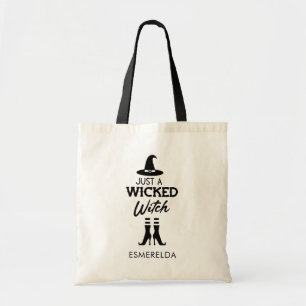 Just A Wicked Witch Personalized Halloween Tote Bag