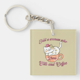 Just a Woman Who Loves Cats and Coffee Keychain