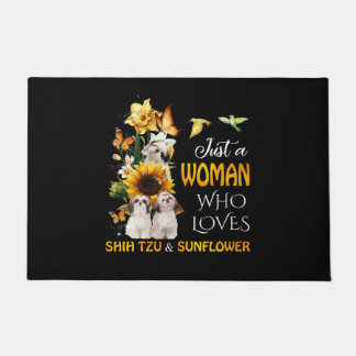 Just A Woman Who Loves Shih tzu & Sunflower Doormat