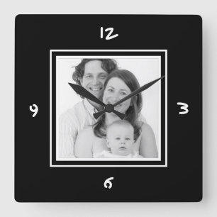 Just Add Photo Custom Mod BW Picture Square Wall Clock