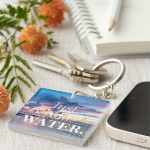Just Add Water Beautiful Sunset & Ocean Keychain