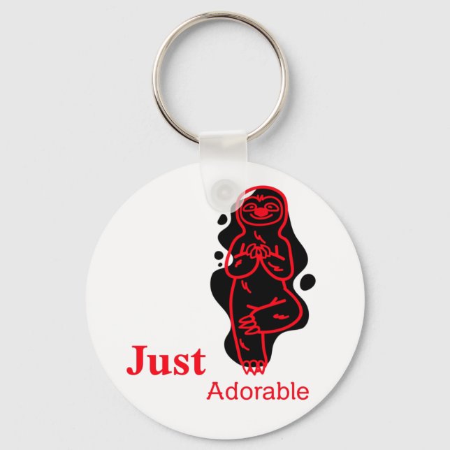 Just adorable black monkey and red text   keychain (Front)