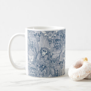 just african jungle animals cobalt blue half pearl coffee mug