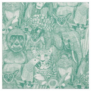 just african jungle animals emerald green hp fabric