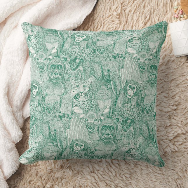 just african jungle animals emerald green hp throw pillow (Blanket)