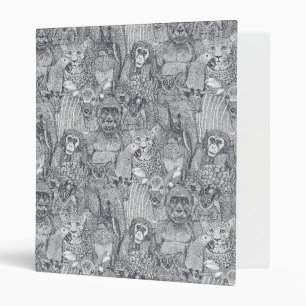 just african jungle animals iron grey white binder