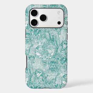 just african jungle animals teal white