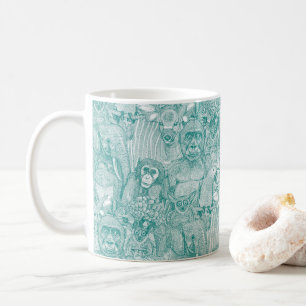 just african jungle animals teal white coffee mug