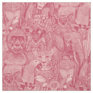 just african jungle animals viva magenta mallow fabric