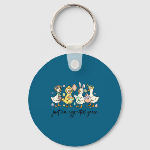 Just an egg-cited goose silly funny easter day keychain