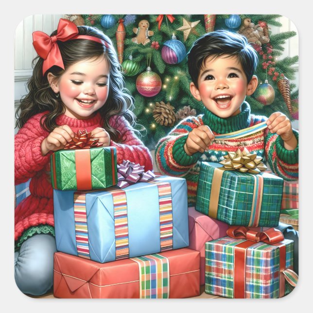 Just an Old-Fashioned Christmas Morning Square Sticker (Front)