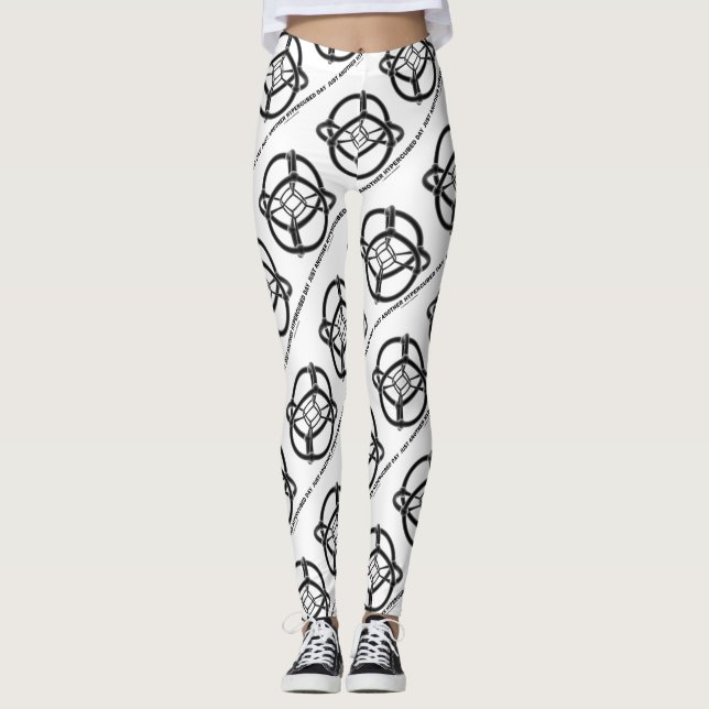 Just Another Hypercubed Day 4-D Polytope Humour Leggings (Front)