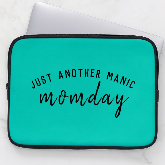 Just Another Manic Momday | Super Mom Trendy Green Laptop Sleeve (Creator Uploaded)