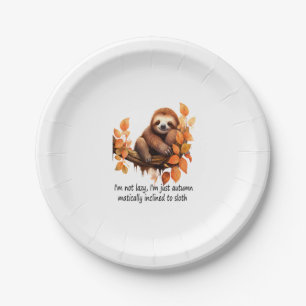 Just Autumn Matically Inclined to Sloth Paper Plate
