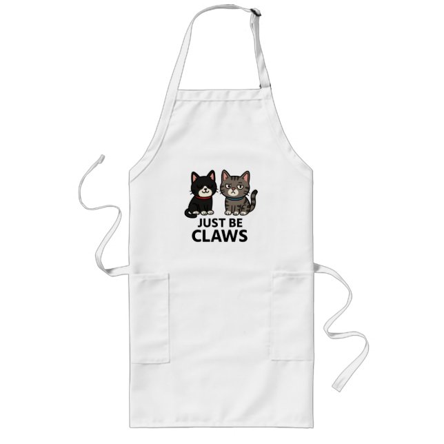 Just Be Claws Cat T-Shirt – Mittens & Socks Editio Long Apron (Front)