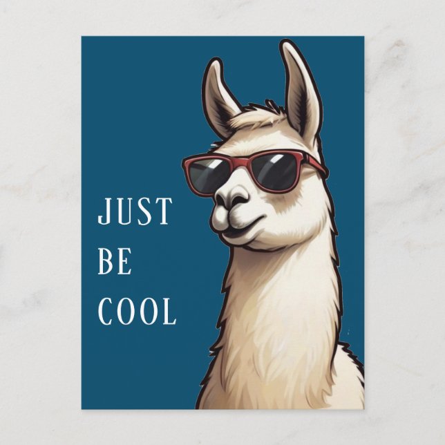 Just Be Cool Llama Funky Alpaca with Sunglasses Postcard (Front)