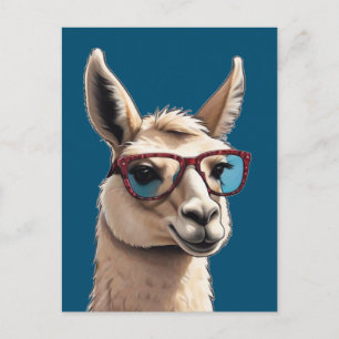 Just Be Cool Smile Llama Funky Alpaca Sunglasses Postcard