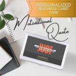 "Just Be Curious" Motivational Quote Consultant  Business Card Holder<br><div class="desc">Professional business card case with "Just Be Curious" motivational theme. This design features a checked pattern background with an eye catching and vibrant orange colour of a word "JUST" while the white text placed on top of it, making it stylish and modern look. Personalize this template by adding name and...</div>