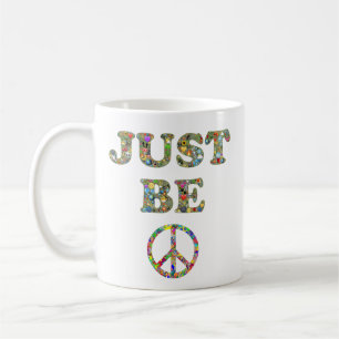 Just Be Peace Sign Colourful Zen Coffee Mug