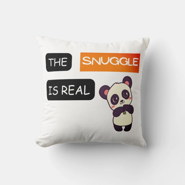 Just Bear With Me: The Snuggle is Real Throw Pillow (Front)