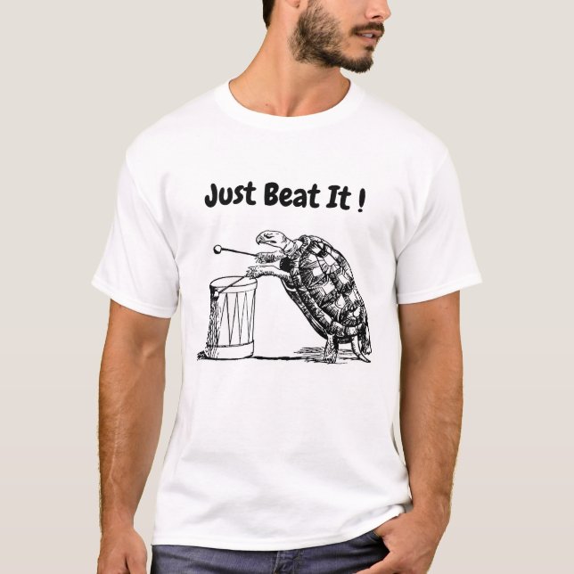 Just Beat It Turtle Plays Drum T-Shirt (Front)