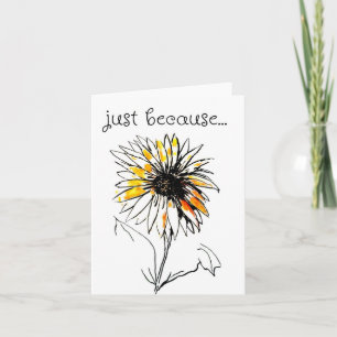 Just Because Card, Folk Art Sunflower Print Card