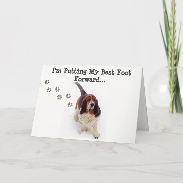 "Just Because" Card w/Basset Hound & "Paw Prints" (Front)