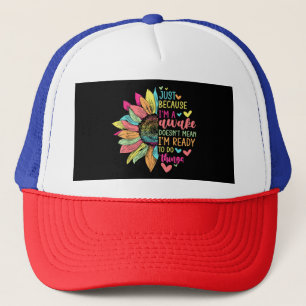 Just Because I'm Awake Funny for Tweens & Teens Re Trucker Hat
