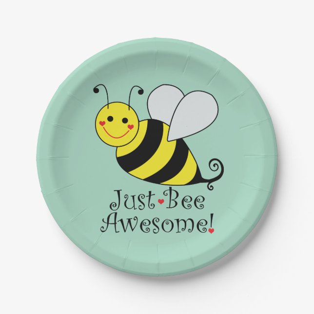 Just Bee Awesome Bumble Bee Paper Plate (Front)