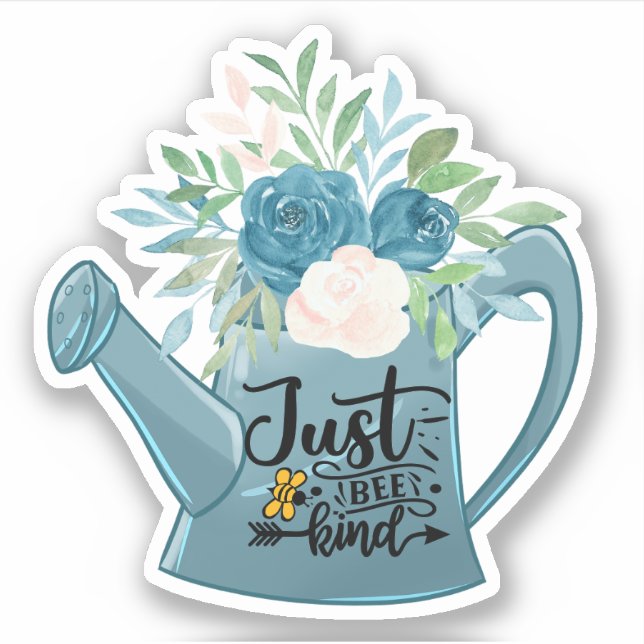 Just Bee Kind Teal Floral Watering Can Laptop (Front)