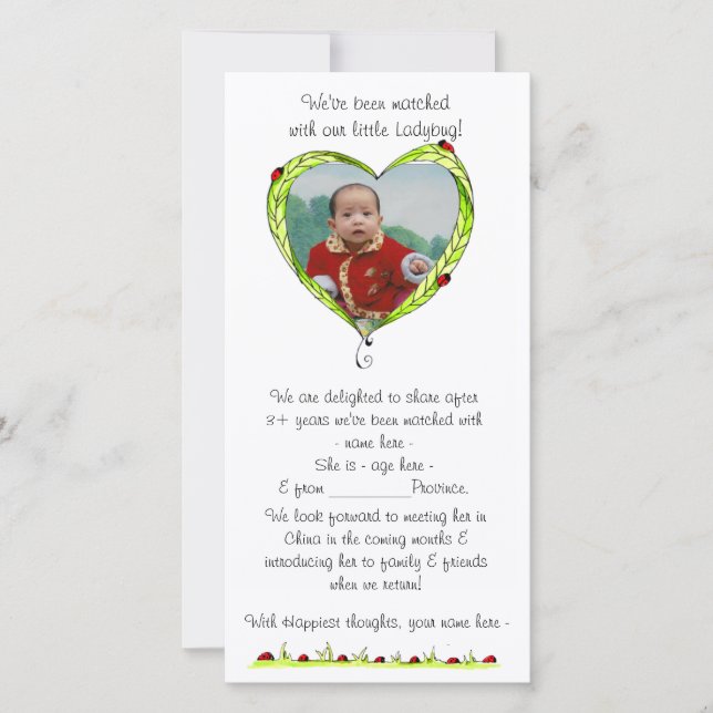 Just Been Matched announcment Announcement (Front)