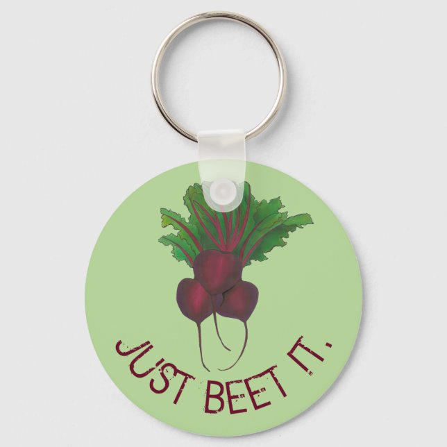 Just Beet It Red Beets Veggie Bunch Gardener Vegan Keychain (Front)