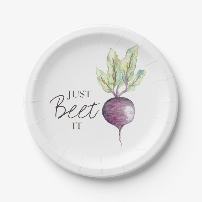 Just Beet it | Veggie Watercolor Paper Plate (Front)