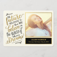 Just Believe EDITABLE COLOR Graduation Card