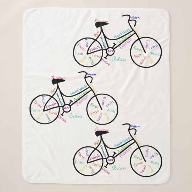 Just Bike Motivational Inspirational Words Sherpa Blanket (Front)